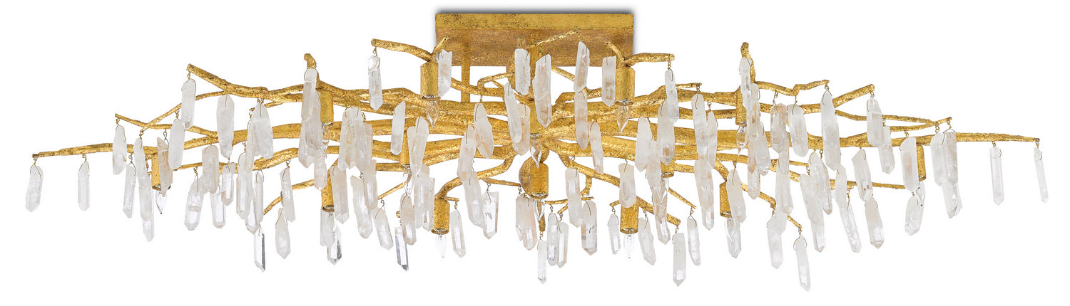 Currey and Company 9000-0423 14 Light Semi-Flush Mount, Washed Lucerne Gold/Natural