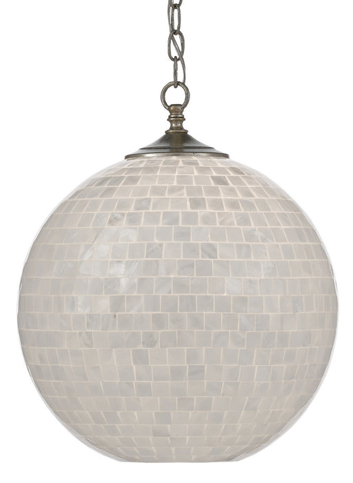 Currey and Company 9000-0435 One Light Pendant, Pearl/Antique Silver Leaf