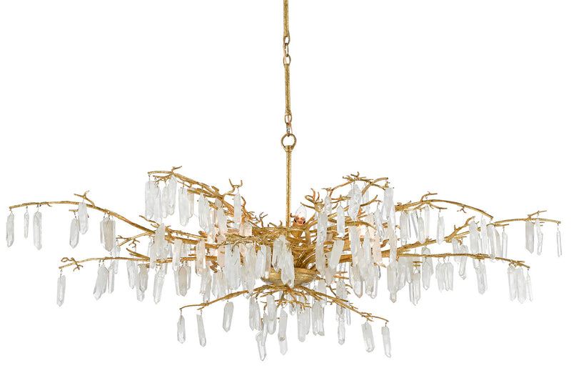 Currey and Company 9000-0438 Eight Light Chandelier, Washed Lucerne Gold/Natural