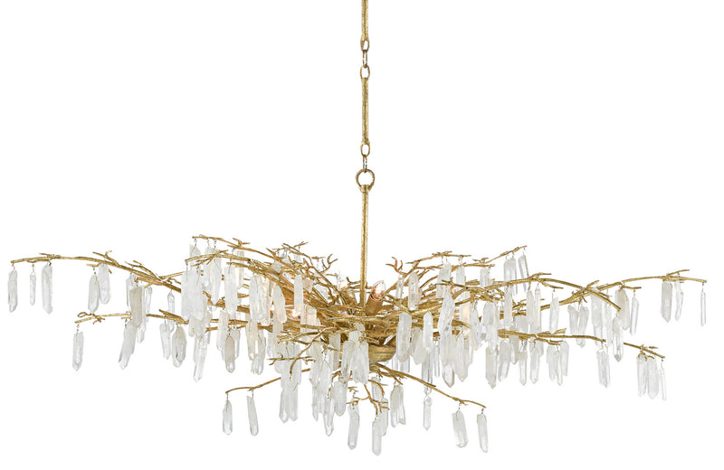 Currey and Company 9000-0438 Eight Light Chandelier, Washed Lucerne Gold/Natural