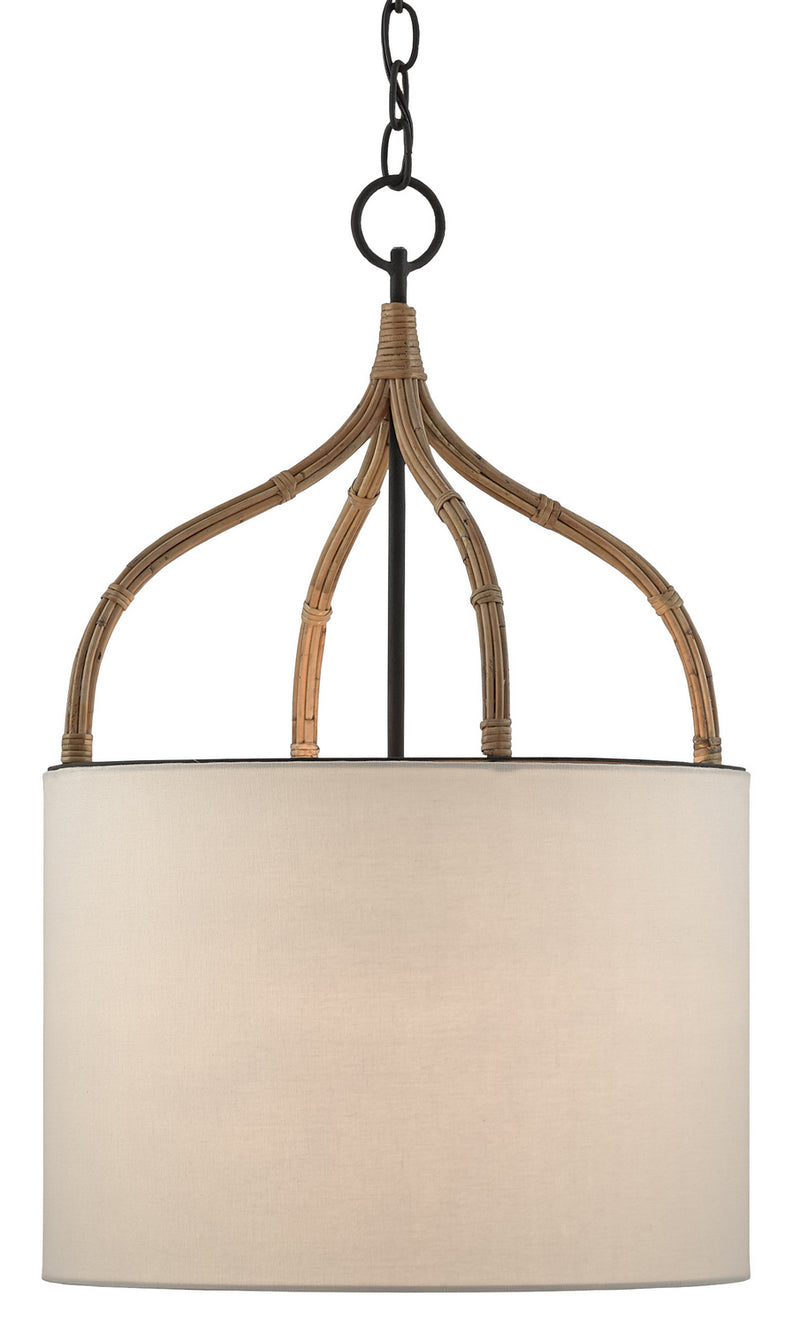 Currey and Company 9000-0445 One Light Pendant, Blacksmith/Natural