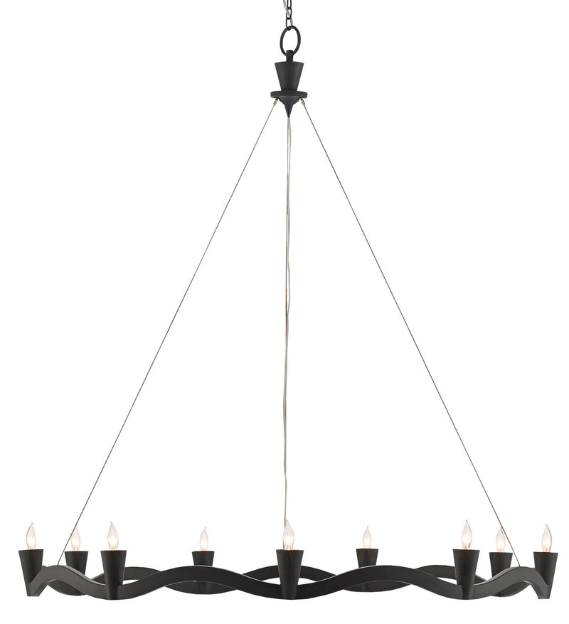 Currey and Company 9000-0461 Nine Light Chandelier, Antique Black