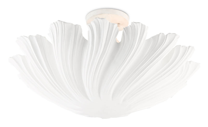 Currey and Company 9000-0466 Three Light Semi-Flush Mount, Gesso White