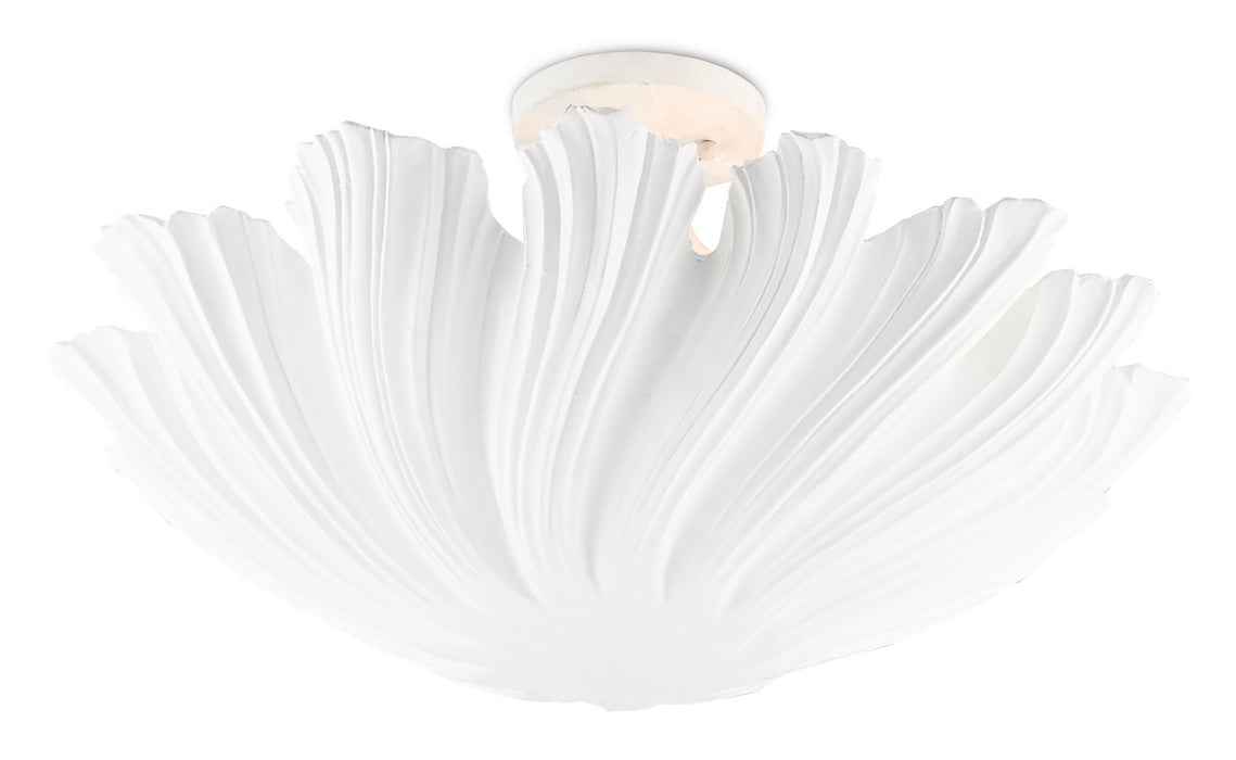 Currey and Company 9000-0466 Three Light Semi-Flush Mount, Gesso White