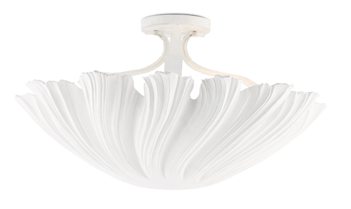 Currey and Company 9000-0466 Three Light Semi-Flush Mount, Gesso White