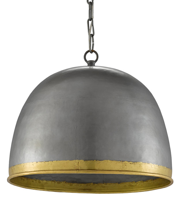 Currey and Company 9000-0477 One Light Pendant, Pewter/Polished Brass