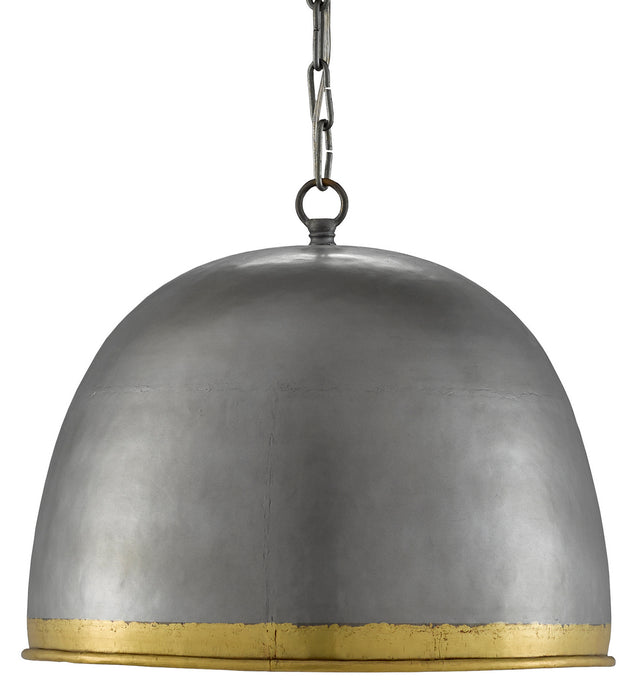 Currey and Company 9000-0477 One Light Pendant, Pewter/Polished Brass
