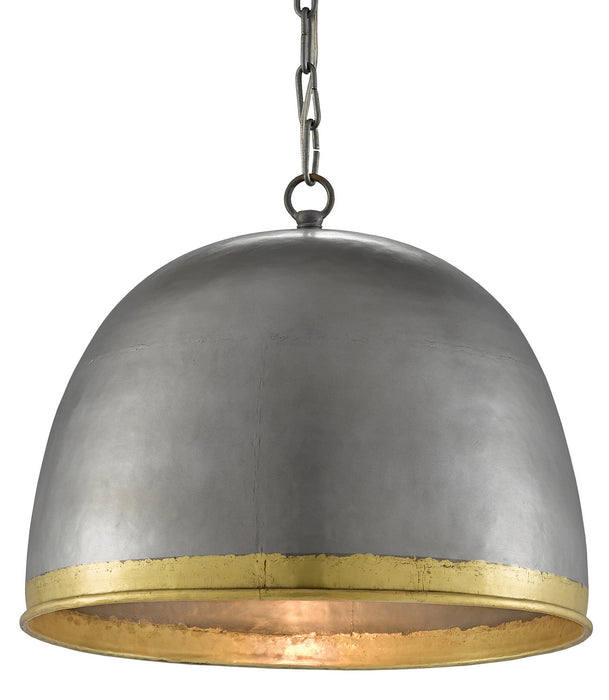 Currey and Company 9000-0477 One Light Pendant, Pewter/Polished Brass