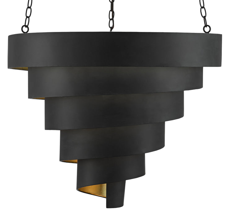 Currey and Company 9000-0497 Seven Light Pendant, Antique Black/Contemporary Gold Leaf