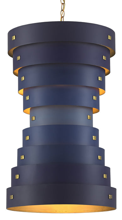 Currey and Company 9000-0499 Six Light Chandelier, Blue/Contemporary Gold Leaf/Autumn Gold