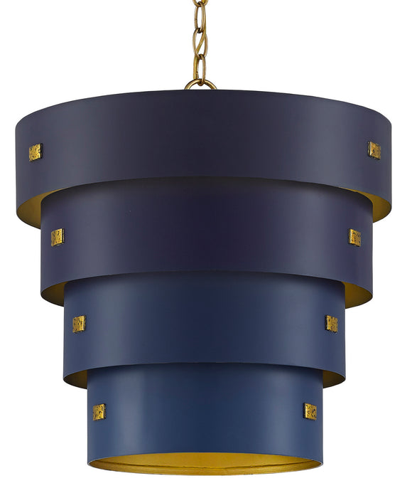 Currey and Company 9000-0500 One Light Pendant, Blue/Contemporary Gold Leaf/Autumn Gold