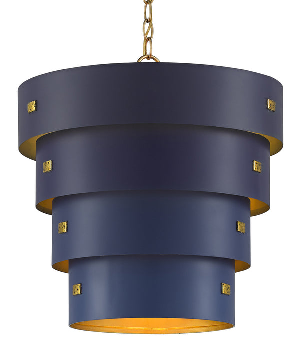 Currey and Company 9000-0500 One Light Pendant, Blue/Contemporary Gold Leaf/Autumn Gold
