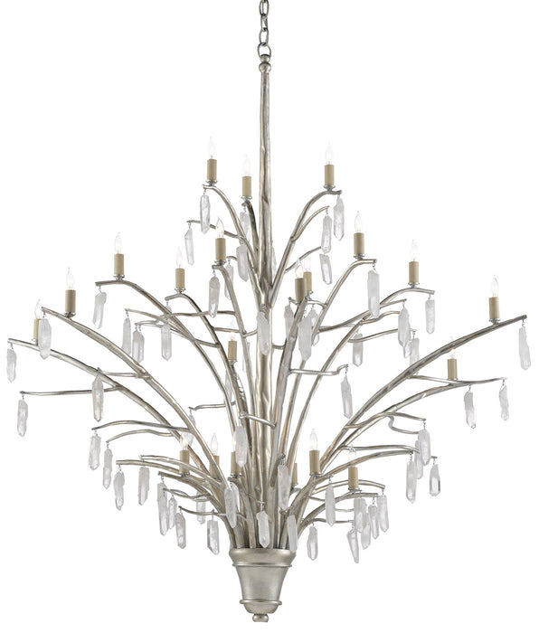 Currey and Company 9000-0508 21 Light Chandelier, Contemporary Silver Leaf/Natural