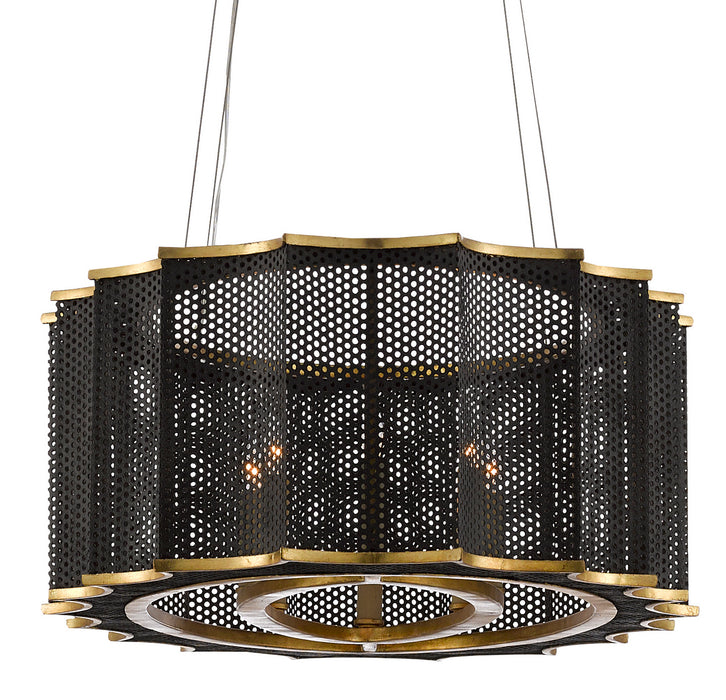 Currey and Company 9000-0512 Eight Light Chandelier, MolÃ© Black/Contemporary Gold Leaf