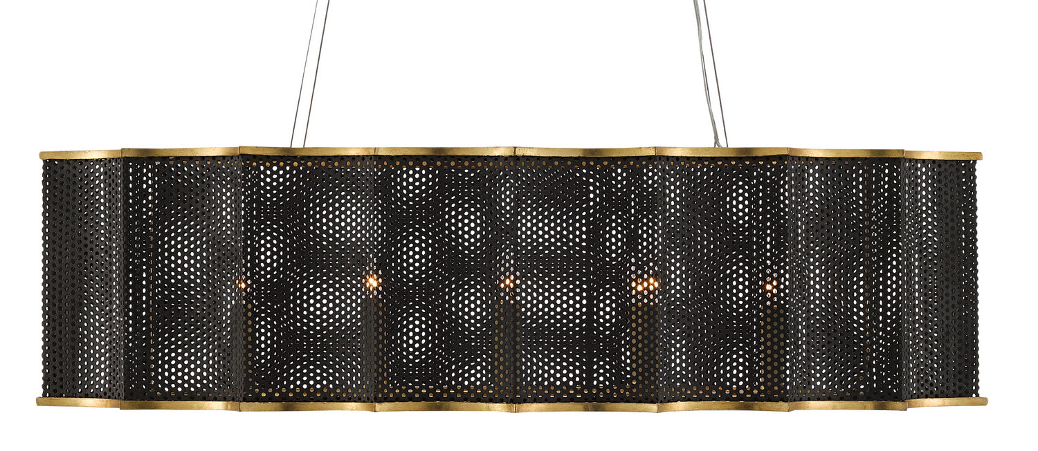 Currey and Company 9000-0512 Eight Light Chandelier, MolÃ© Black/Contemporary Gold Leaf
