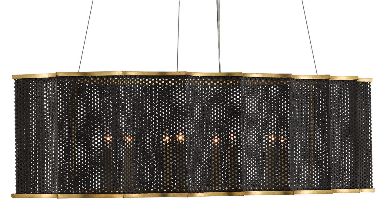 Currey and Company 9000-0512 Eight Light Chandelier, MolÃ© Black/Contemporary Gold Leaf