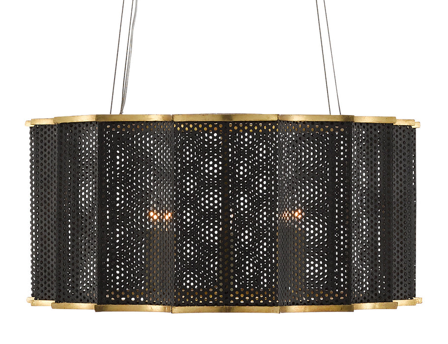 Currey and Company 9000-0512 Eight Light Chandelier, MolÃ© Black/Contemporary Gold Leaf