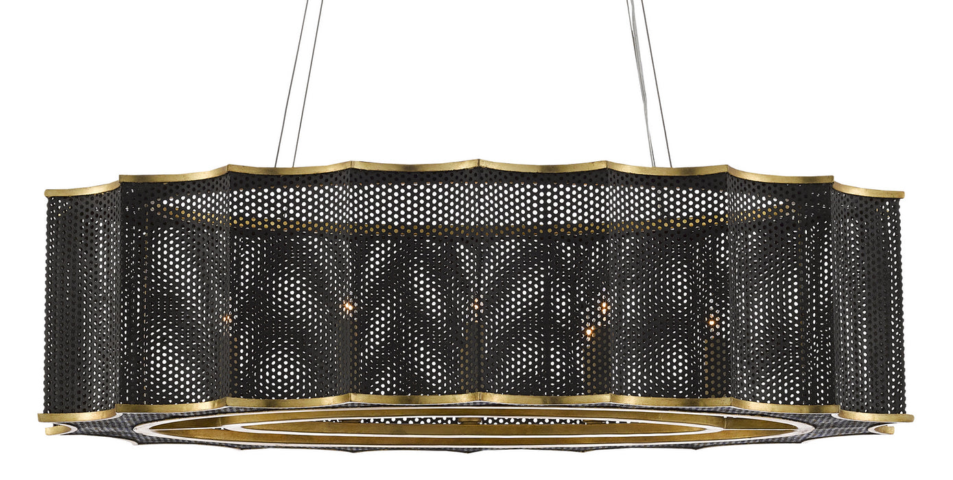 Currey and Company 9000-0512 Eight Light Chandelier, MolÃ© Black/Contemporary Gold Leaf