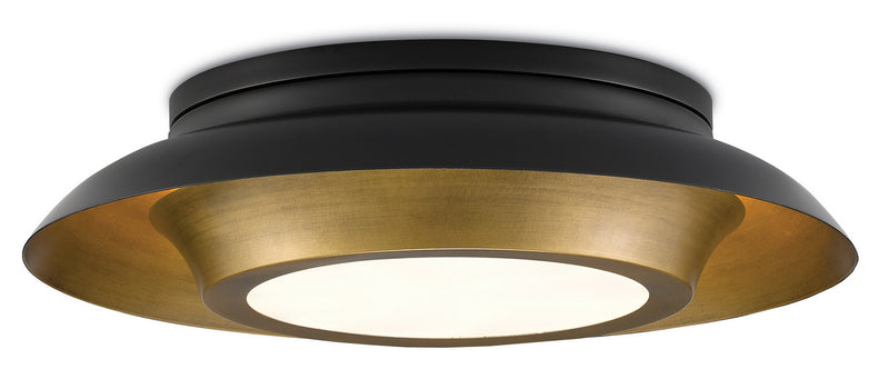 Currey and Company 9999-0045 Three Light Flush Mount, Antique Brass/Black