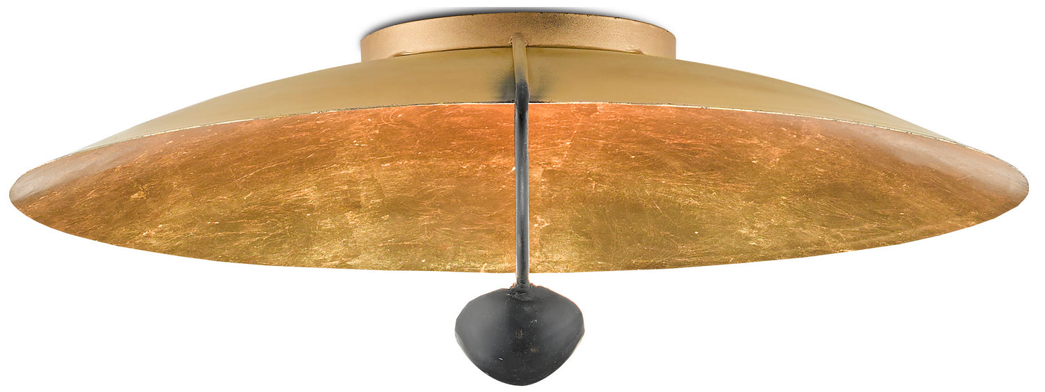 Currey and Company 9999-0049 Two Light Flush Mount, Contemporary Gold Leaf/French Black