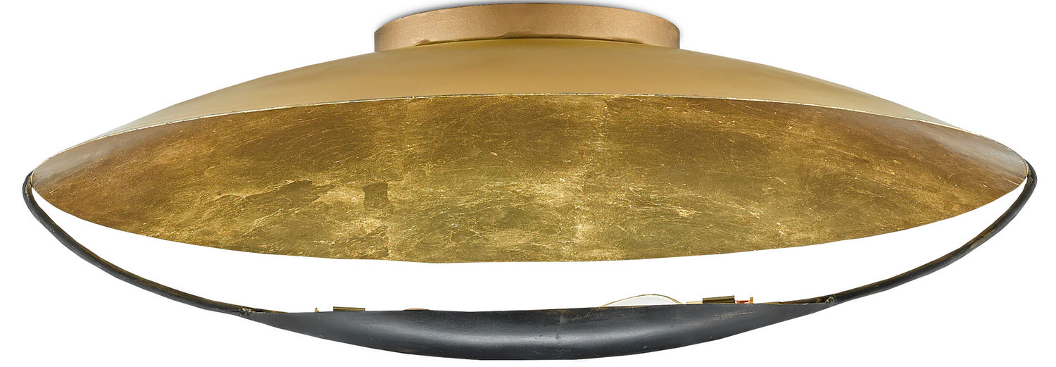 Currey and Company 9999-0049 Two Light Flush Mount, Contemporary Gold Leaf/French Black