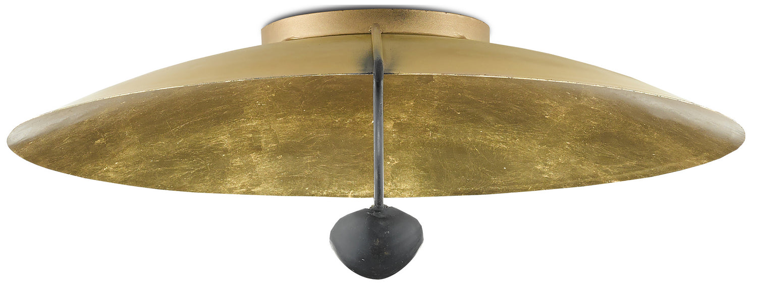 Currey and Company 9999-0049 Two Light Flush Mount, Contemporary Gold Leaf/French Black