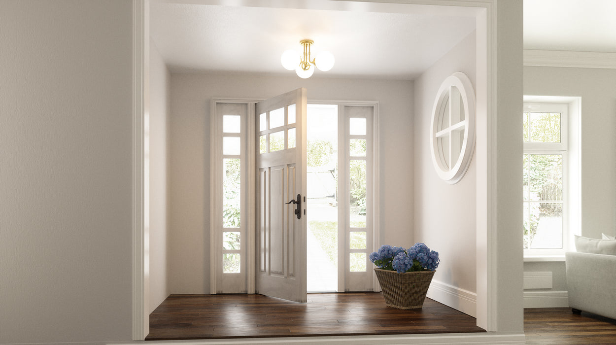 Quoizel LRY1720Y Three Light Semi-Flush Mount, Satin Brass