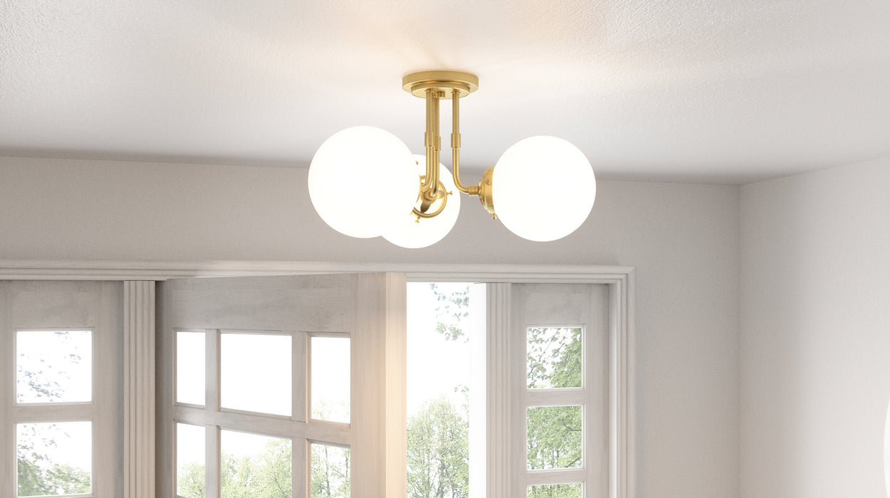 Quoizel LRY1720Y Three Light Semi-Flush Mount, Satin Brass