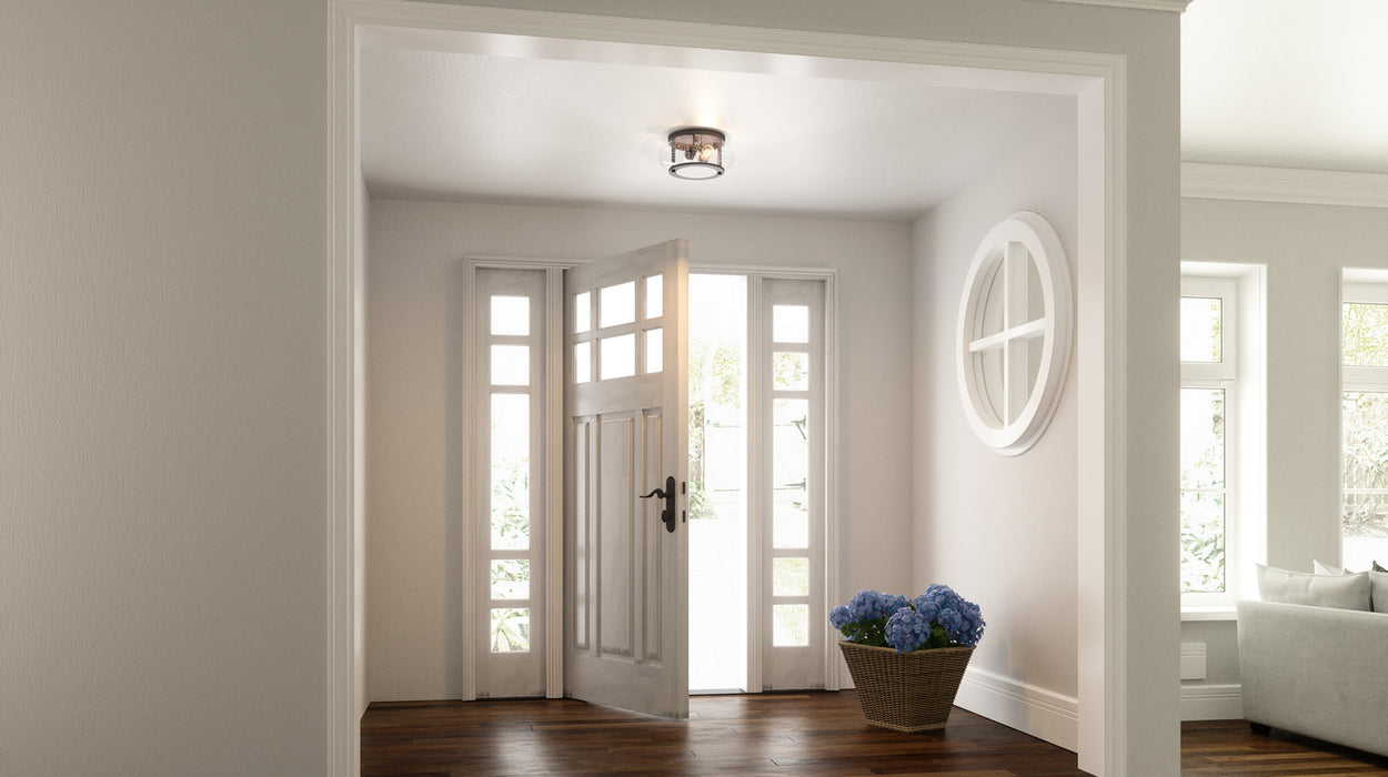Quoizel TRG1612OZ Two Light Flush Mount, Old Bronze