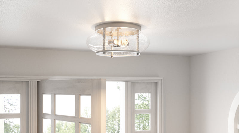 Quoizel TRG1616BN Three Light Flush Mount, Brushed Nickel
