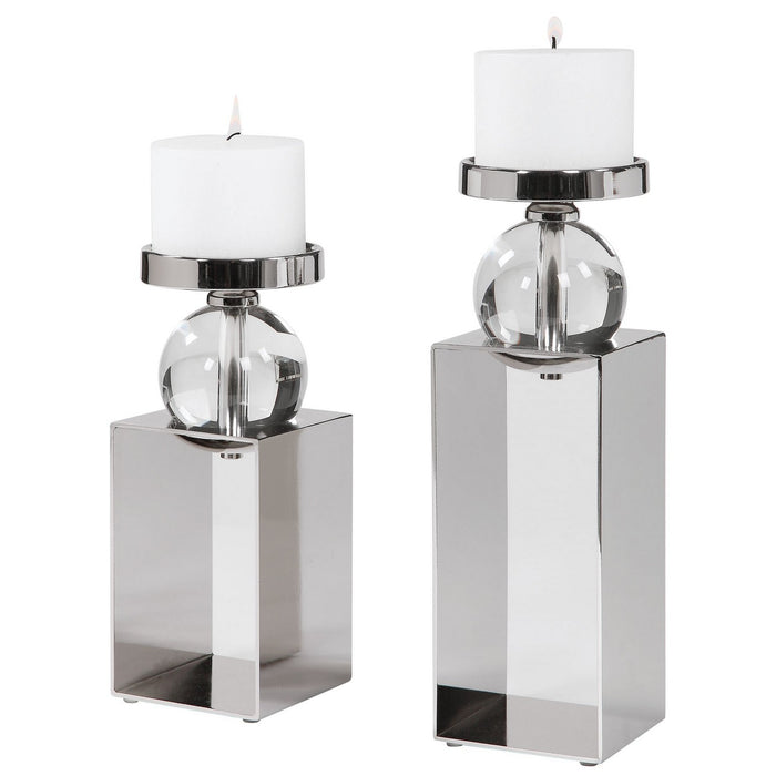 Uttermost 17561 Candleholders, Set/2, Polished Nickel