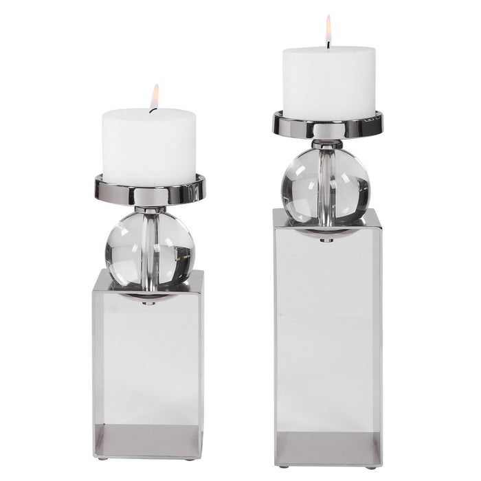Uttermost 17561 Candleholders, Set/2, Polished Nickel