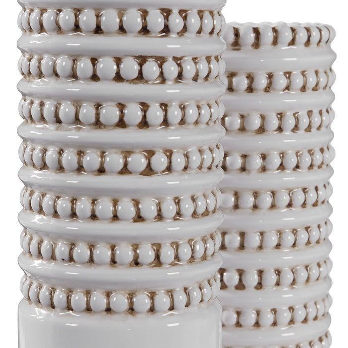 Uttermost 17570 Vases, S/2, White Glaze