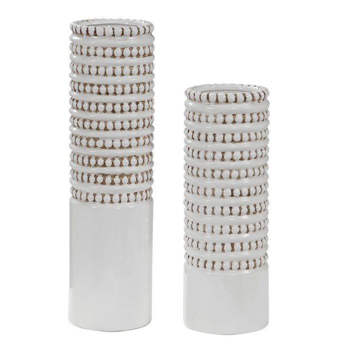 Uttermost 17570 Vases, S/2, White Glaze