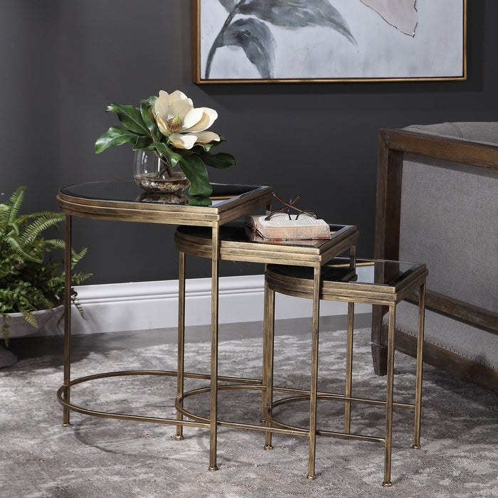 Uttermost 24908 Nesting Tables, Set/3, Antique Brushed Gold