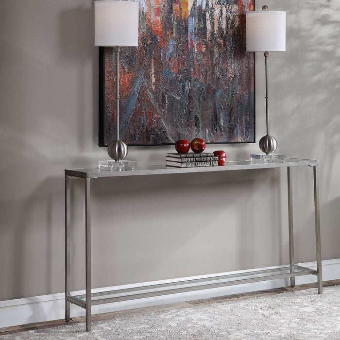 Uttermost 24913 Console Table, Antiqued Silver Leaf