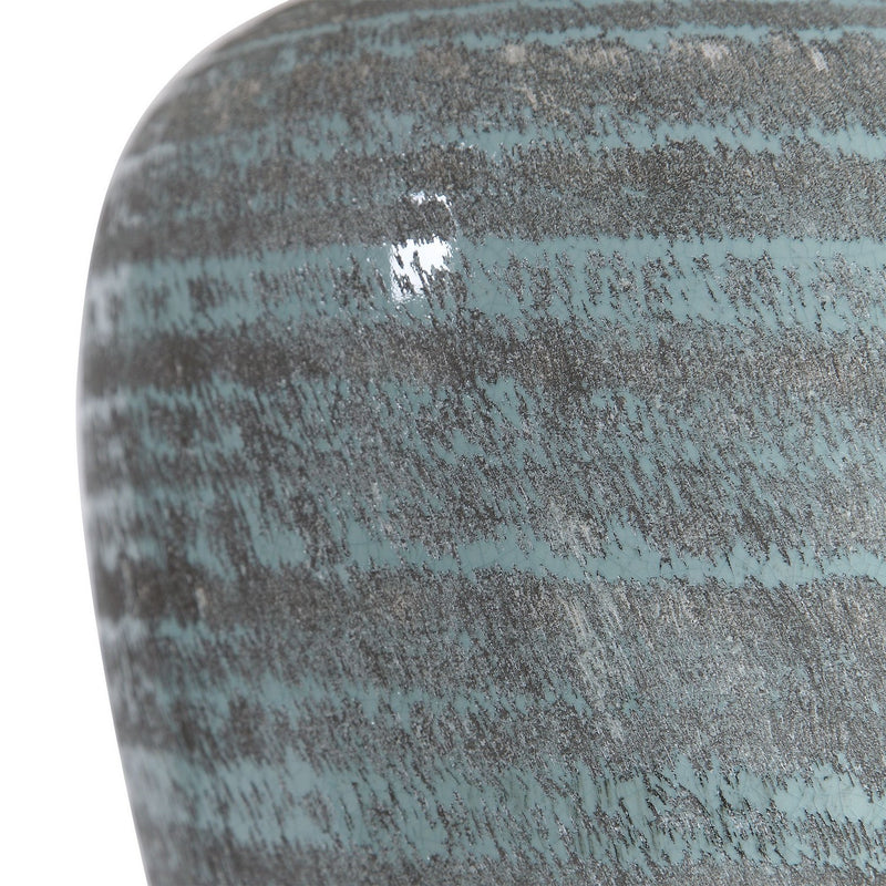 Uttermost 26228-1 One Light Table Lamp, Aqua Blue Crackle Glaze With Light Gray Textured Pattern