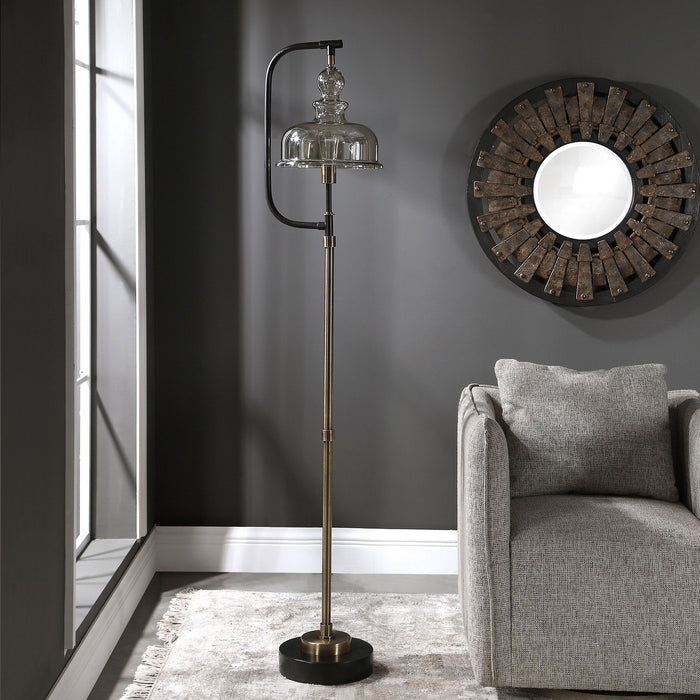 Uttermost 28193-1 One Light Floor Lamp, Antiqued Brushed Brass