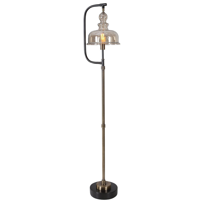 Uttermost 28193-1 One Light Floor Lamp, Antiqued Brushed Brass