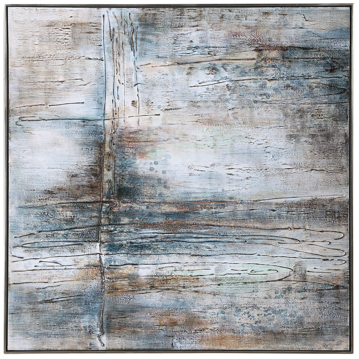 Uttermost 36059 Hand Painted Canvas, Antiqued Silver Leaf