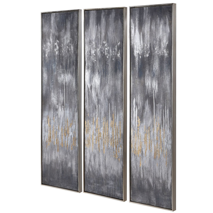 Uttermost 51304 Hand Painted Canvases, Set/3, Silver Leaf