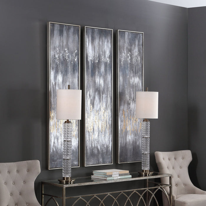Uttermost 51304 Hand Painted Canvases, Set/3, Silver Leaf