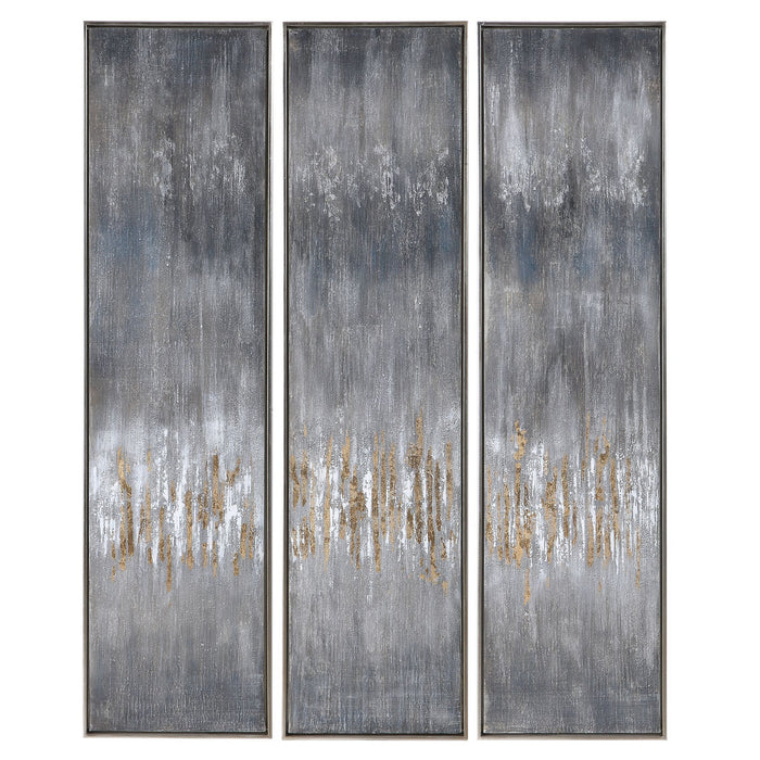 Uttermost 51304 Hand Painted Canvases, Set/3, Silver Leaf