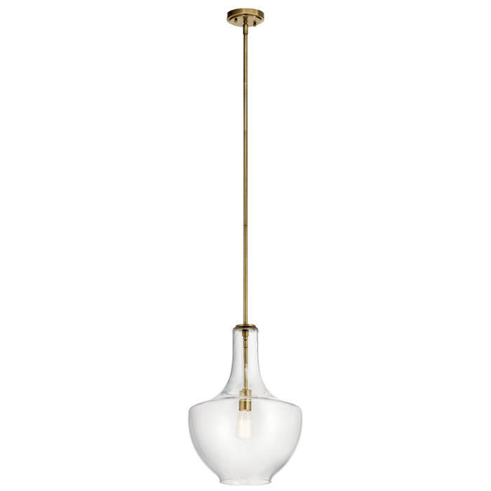 Kichler 42046NBR One Light Pendant, Natural Brass
