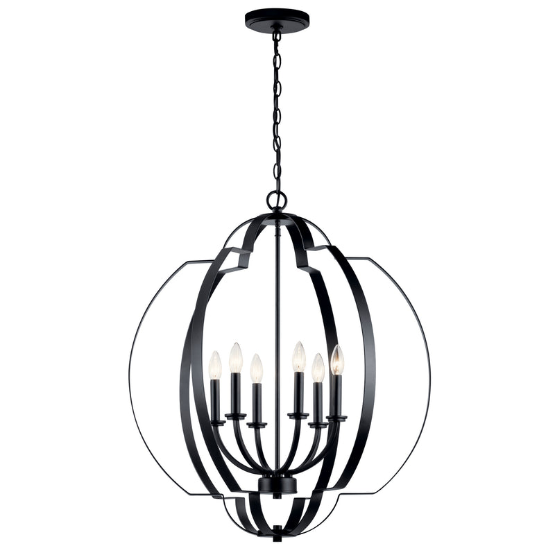 Kichler 42139BK Six Light Foyer Chandelier, Black