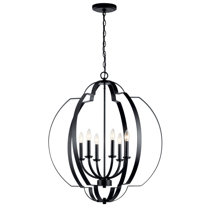 Kichler 42139BK Six Light Foyer Chandelier, Black