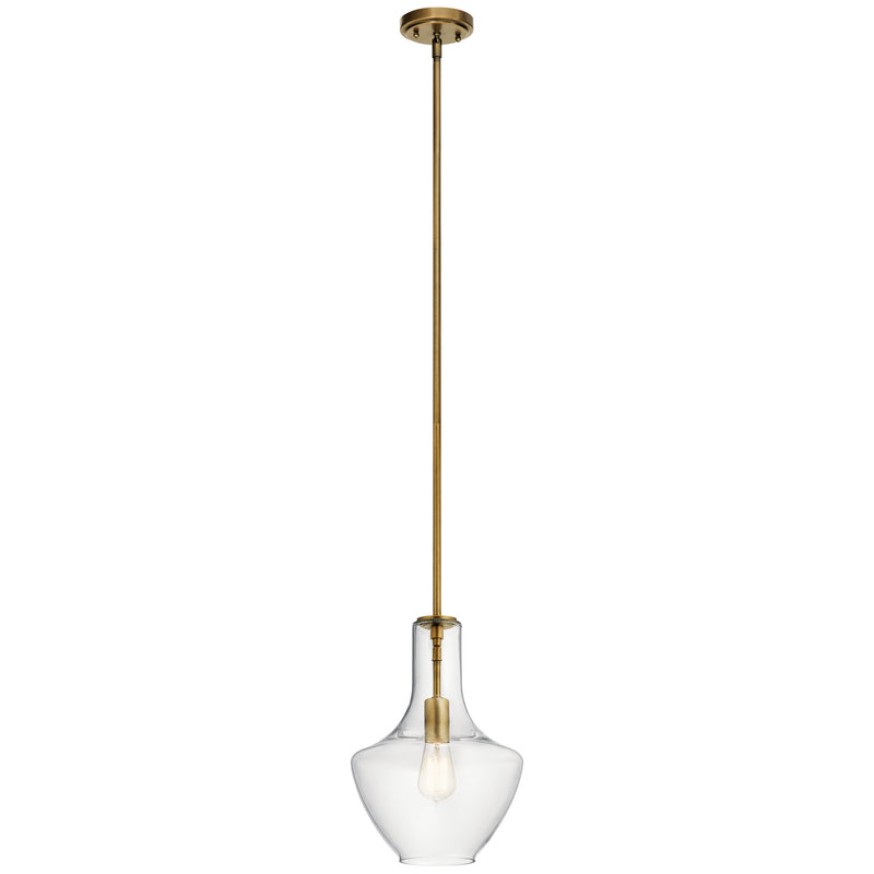 Kichler 42141NBR One Light Pendant, Natural Brass