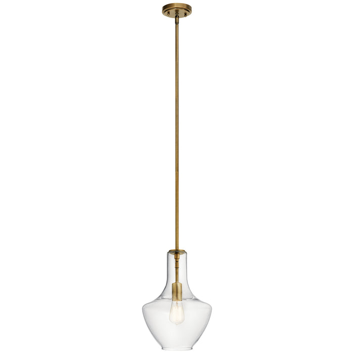 Kichler 42141NBR One Light Pendant, Natural Brass
