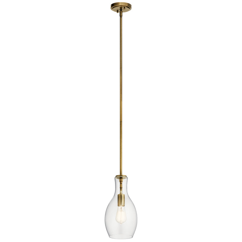Kichler 42456NBR One Light Pendant, Natural Brass