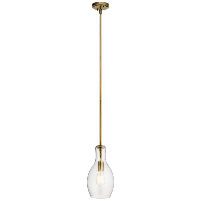 Kichler 42456NBR One Light Pendant, Natural Brass
